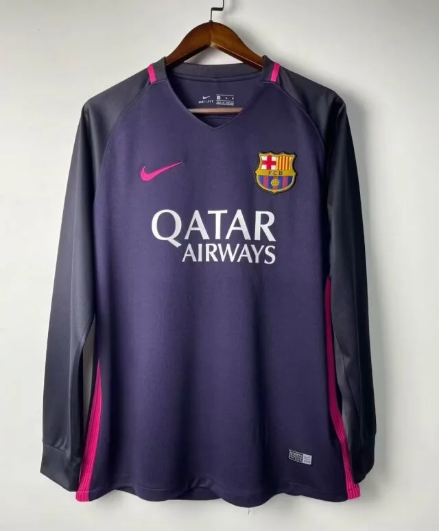 Retro 2016-17 Barcelona away long sleeve size S-XXL Football jersey retro