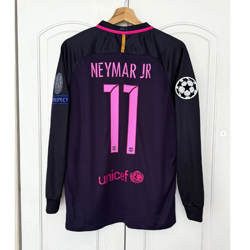 Retro 2016-17 Barcelona away long sleeve size S-XXL Football jersey retro