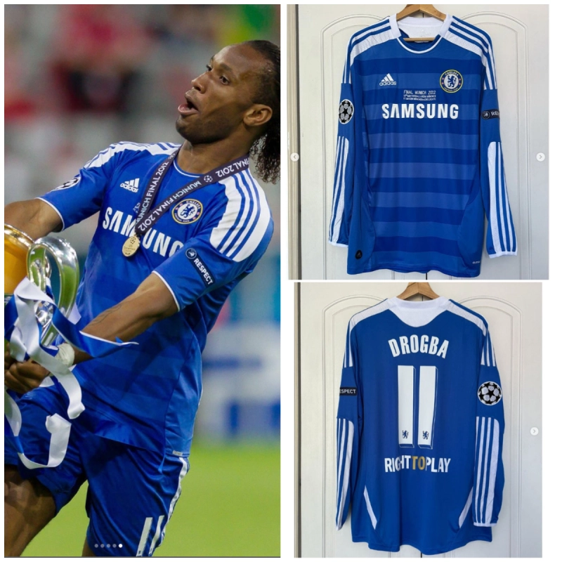 Retro 11-12 Chelsea Home Long Sleeve Champions League Size S-XXL Football jersey retro