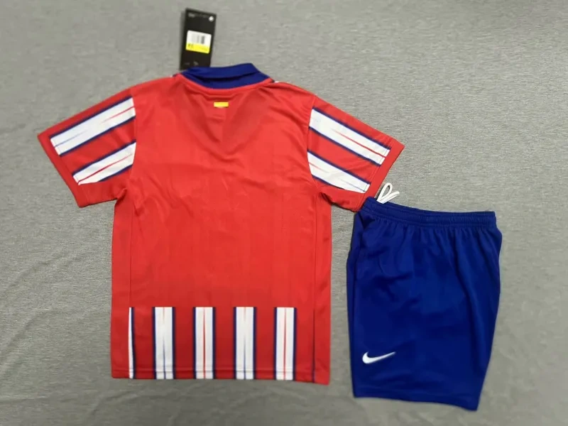 24-25 Atletico Madrid Home Soccer Kids Kit Jersey+Shorts