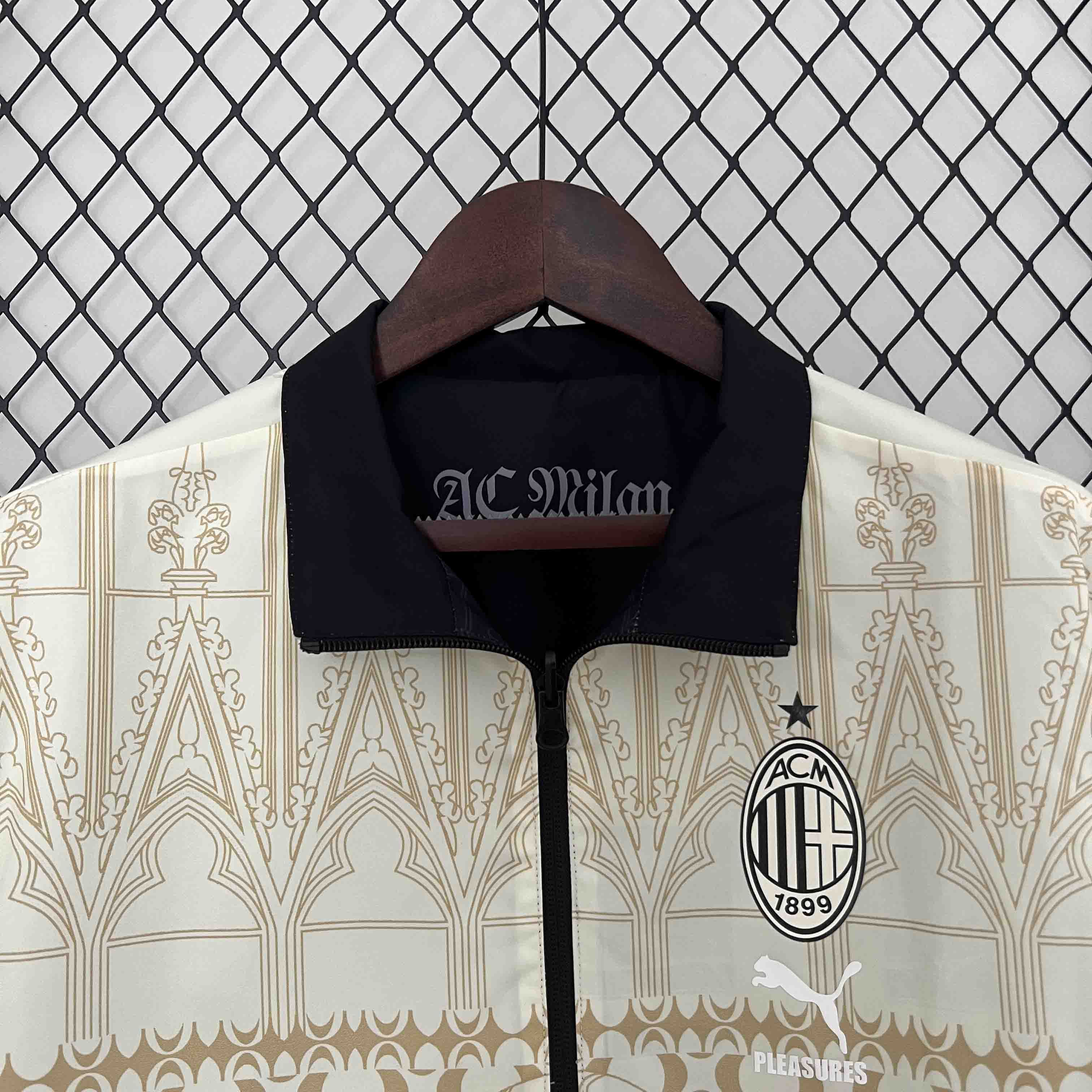 23-24 AC Milan Trench Coat Reversible Windbreaker Double-Sides Jacket