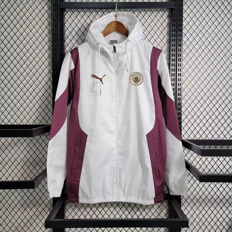 2024/2025 Manchester City Jersey Windbreaker White and Red