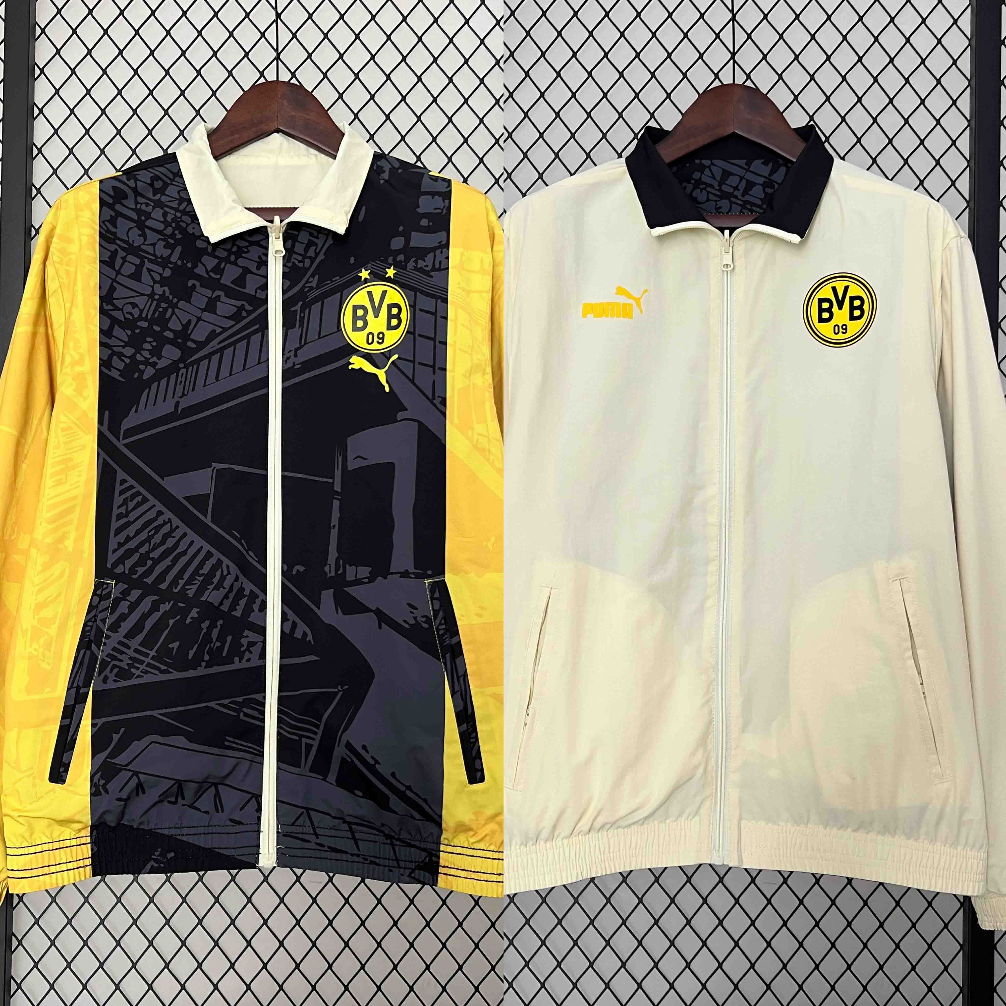 2024 Dortmund Trench Coat Reversible Windbreaker Double-Sides Jacket Sport