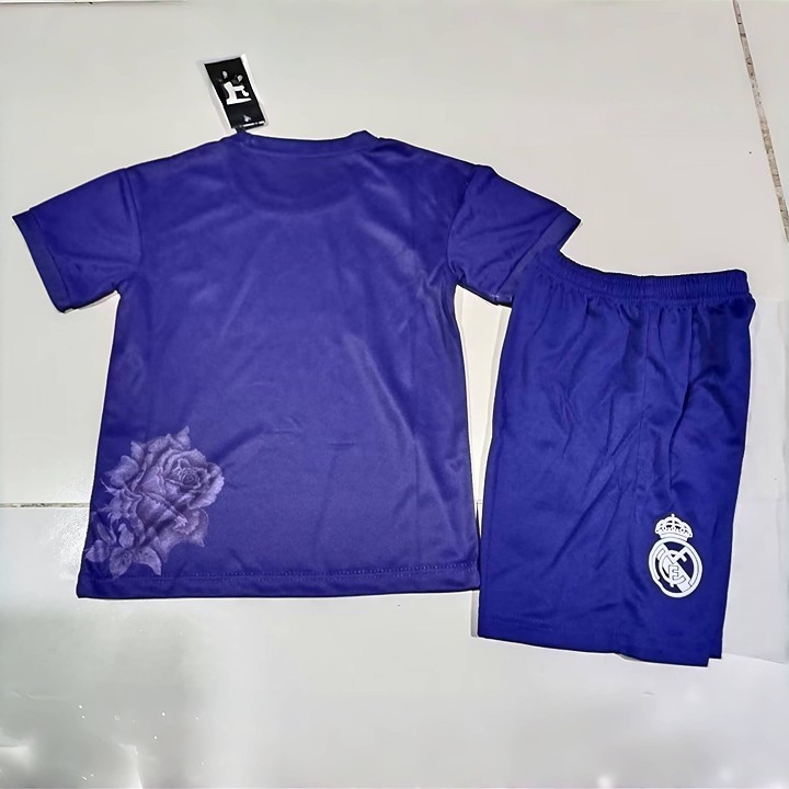 Y3 Real Madrid 24-25 Kids Kits Purple Children Sets Football Jersey