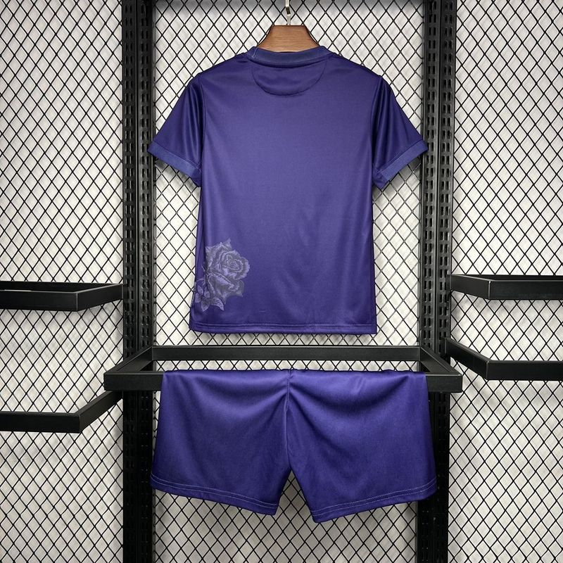 Y3 Real Madrid 24-25 Kids Kits Purple Children Sets Football Jersey