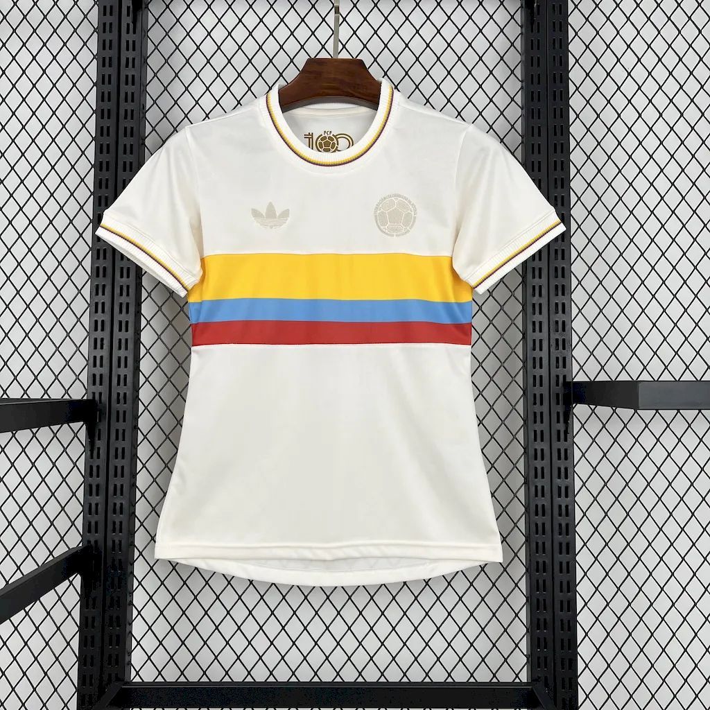 Women's Colombia Nation 24-25 100th Anniversary White Soccer Shirt