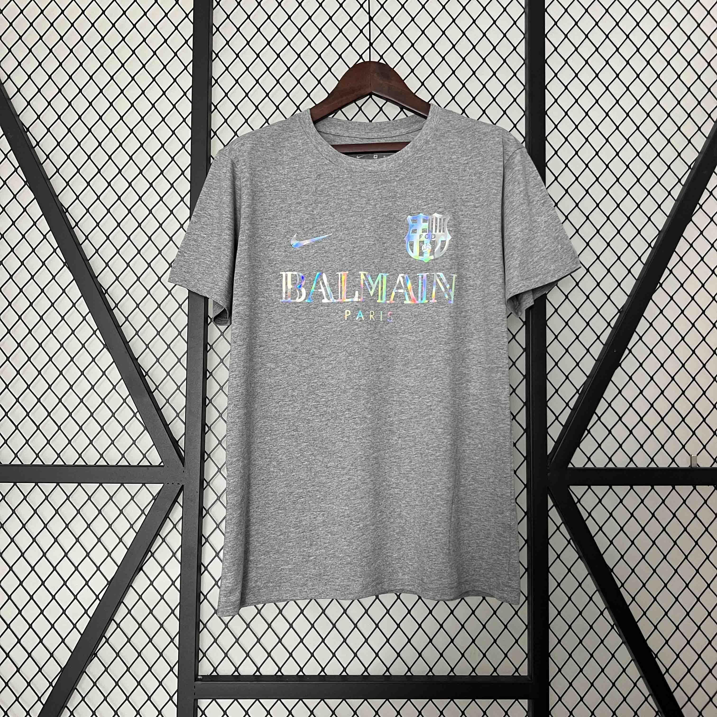 BALMAIN Barcelona 24-25 Grey Reflective Football New Shirt