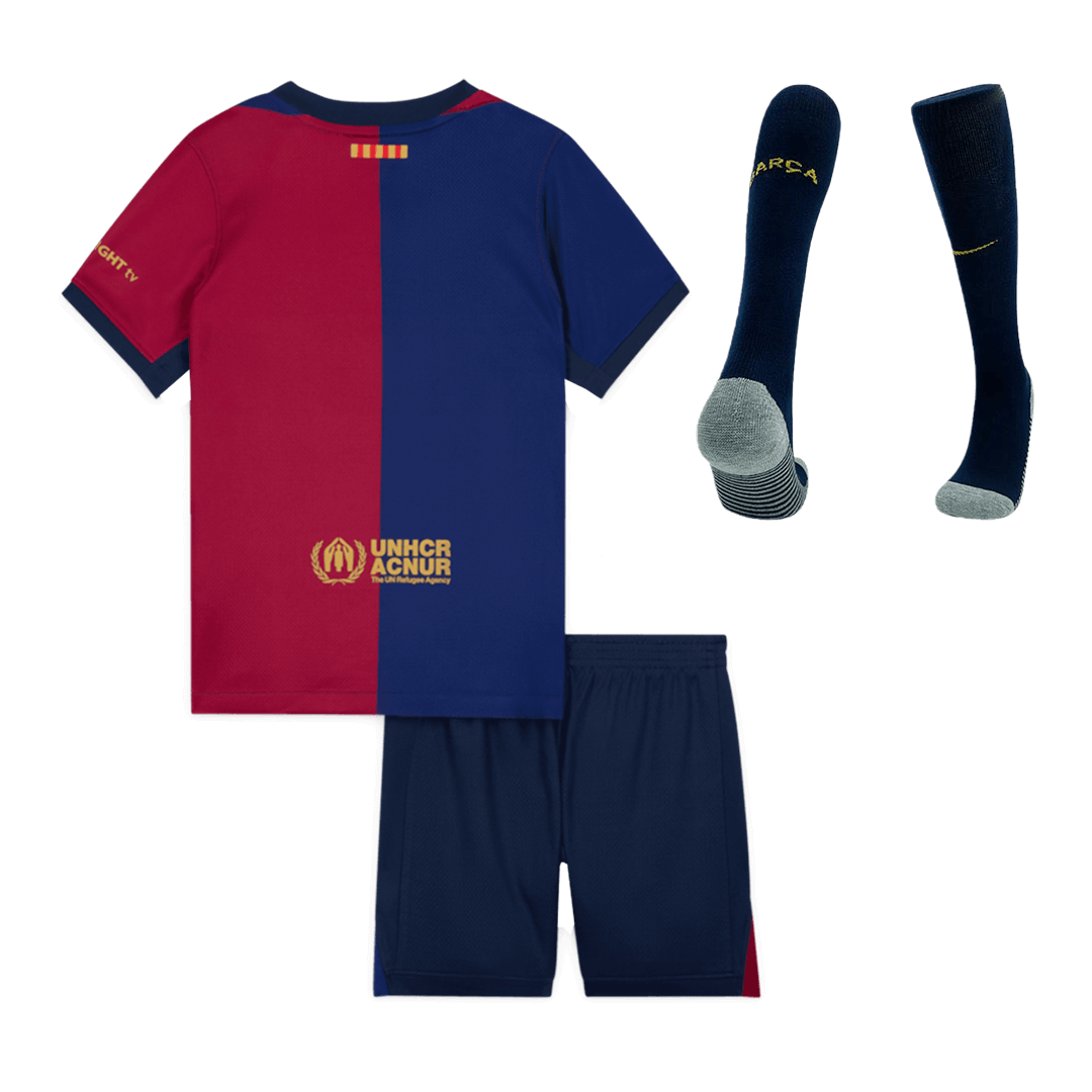 Kids Barcelona Custom Home Full Soccer Kits 2024-25