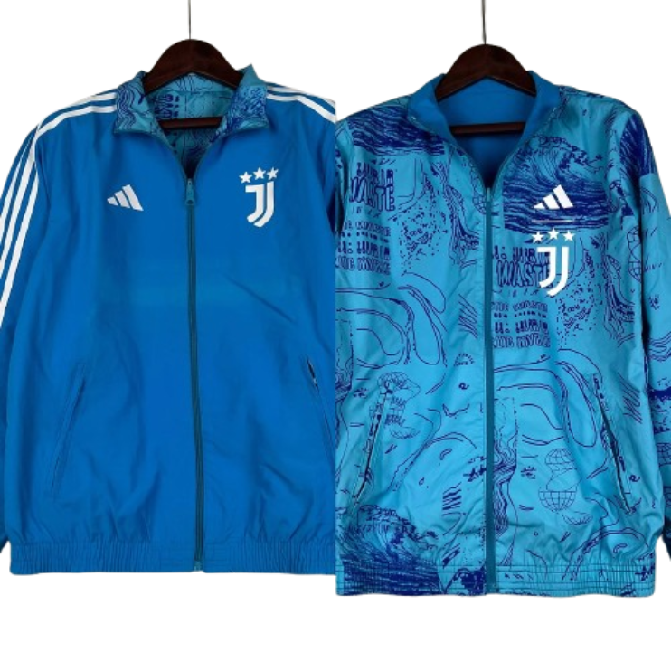 2023-2024 Juventus Reversible Windbreaker Blue Soccer Jersey 1:1 Thai Quality