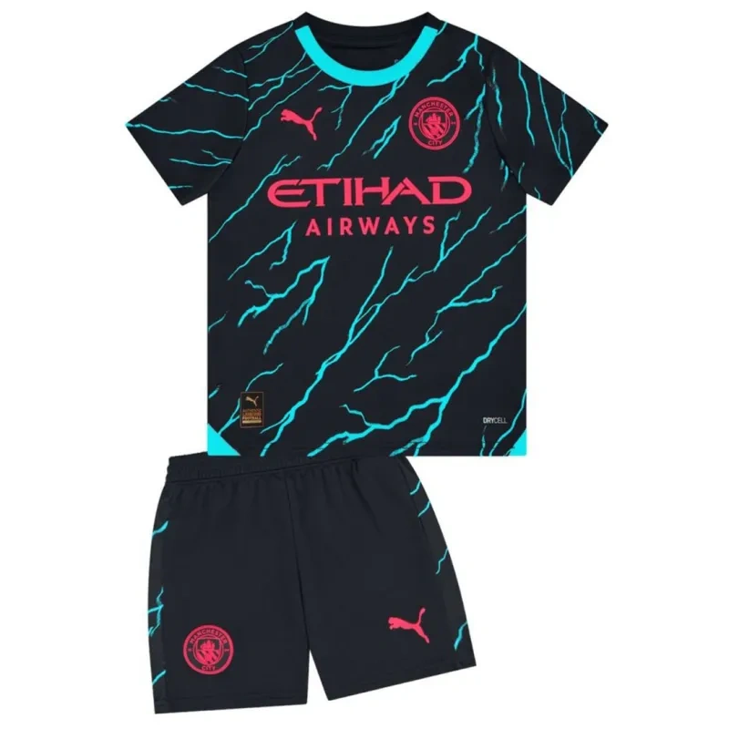 Kids Manchester City 2023/24 Third Away Kit Jersey+Shorts