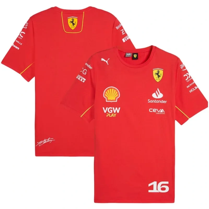 F1 Scuderia Ferrari Racing Team Charles Leclerc Driver T-Shirt 2024