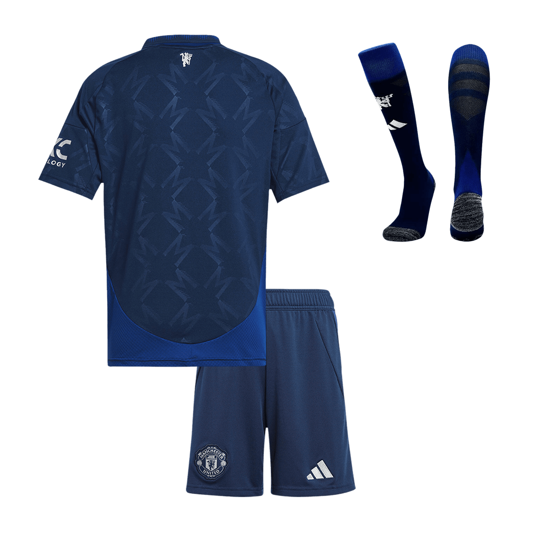 Kids Manchester United Custom Away Full Soccer Kits 2024-25