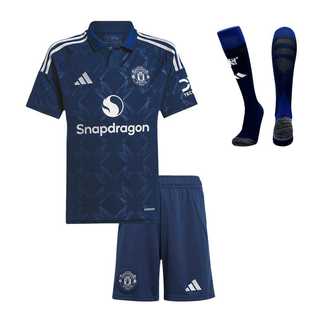 Kids Manchester United Custom Away Full Soccer Kits 2024-25