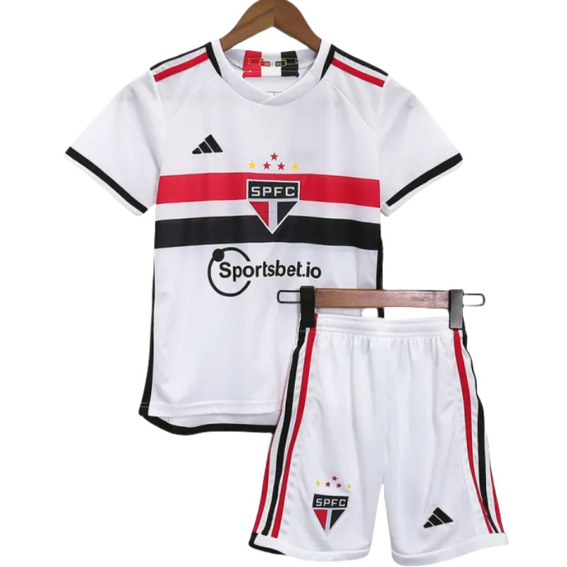 Kids Sao Paulo FC 2023/24 Home Jersey Kit Replica