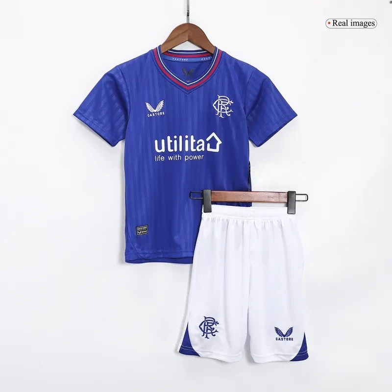 Kids Glasgow Rangers 2023/24 Home Kit Jersey+Shorts