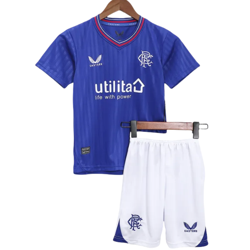 Kids Glasgow Rangers 2023/24 Home Kit Jersey+Shorts
