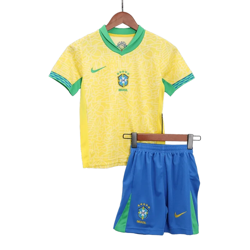 Kids Brazil  2024 Home Kit Copa America 2024 Youth Apparels