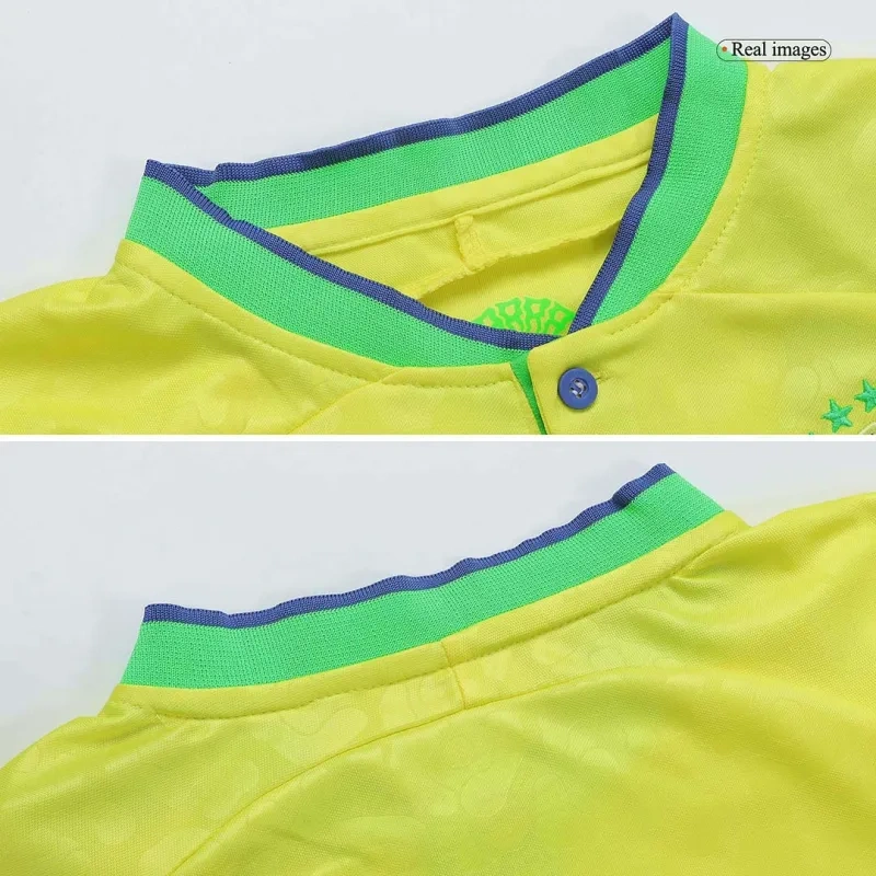Brazil Kids World Cup 2022 Soccer Jersey Home Kit(Jersey+Shorts)