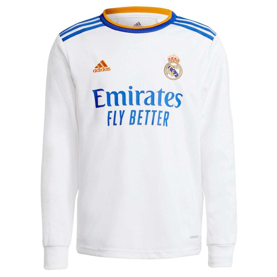 Real Madrid Home Soccer Jersey Retro Long Sleeve Shirt 21-22