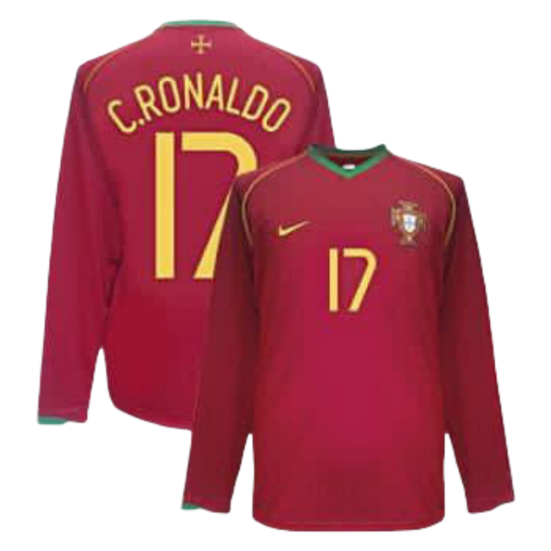 Portugal World Cup Retro Jersey Home Shirt Long Sleeves2006