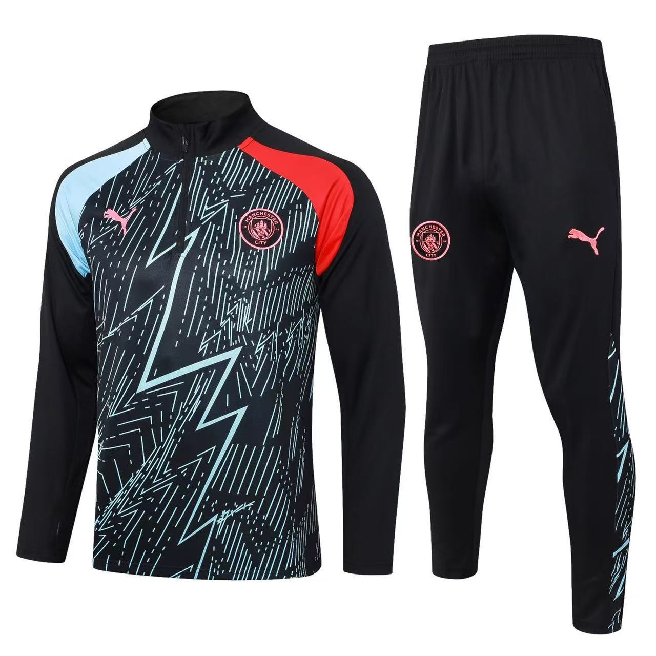 Manchester City Zipper Sweatshirt Kit(Top+Pants) 2023-24