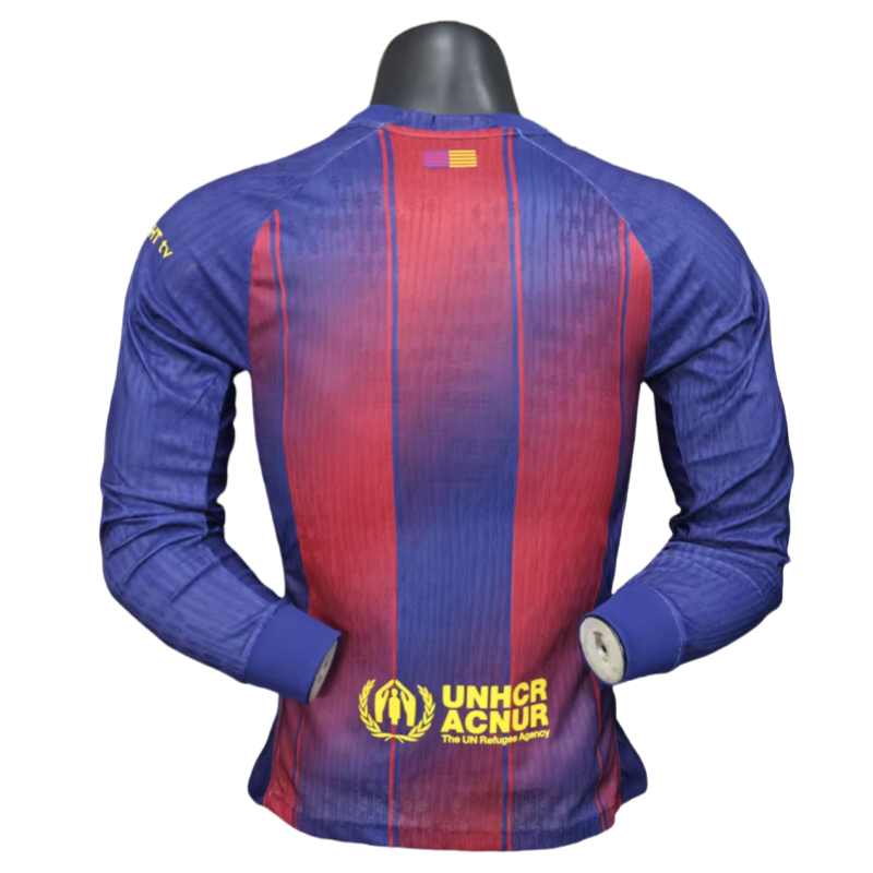 Barcelona Home Shirt Football Jersey Player Version Long Sleeve 25-26