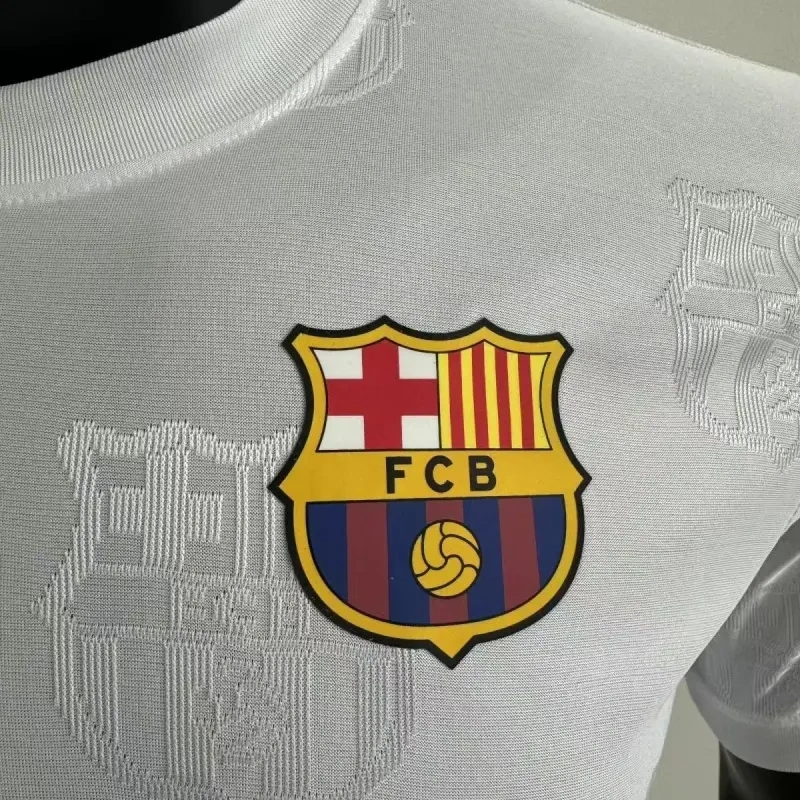 Barcelona White Soccer Jersey Player Version Shirt 25-26