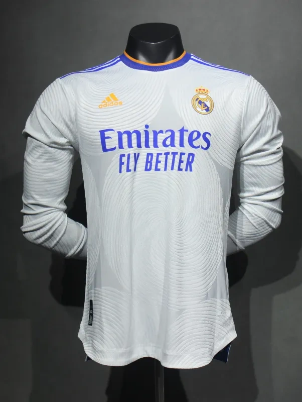 Real Madrid Home Soccer Jersey Retro Long Sleeve Shirt 21-22