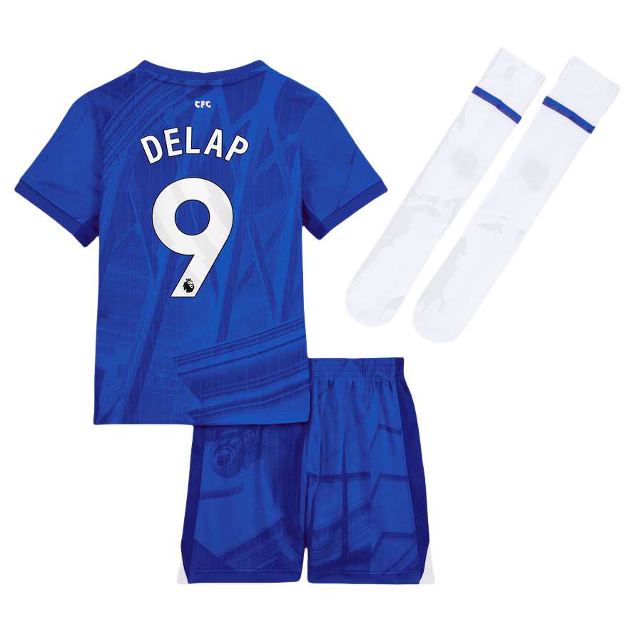 Kids Chelsea Home Delap 9 Soccer Kits 25-26 (Jersey+Shorts+Socks)