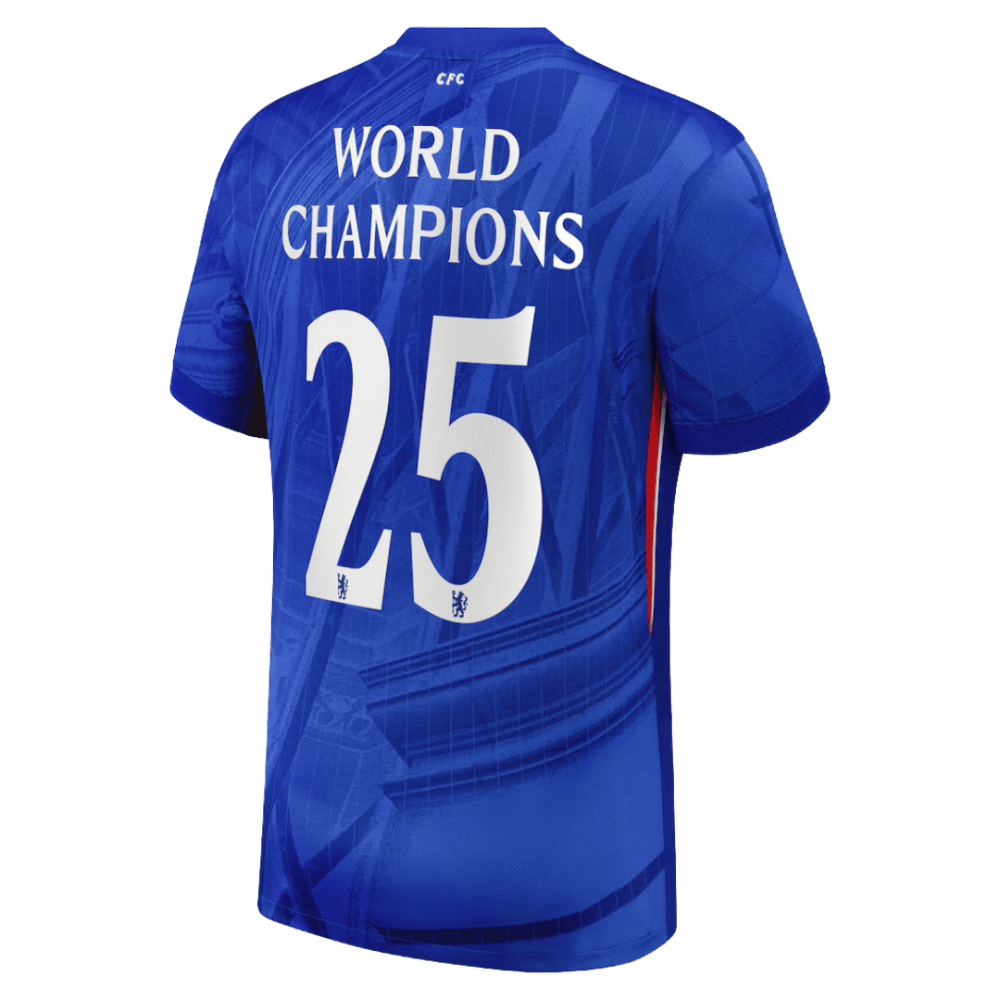 WORLD CHAMPIONS #25 Chelsea Soccer Jersey Home Custom Shirt 2025-26 with chest badge-Non-Customize