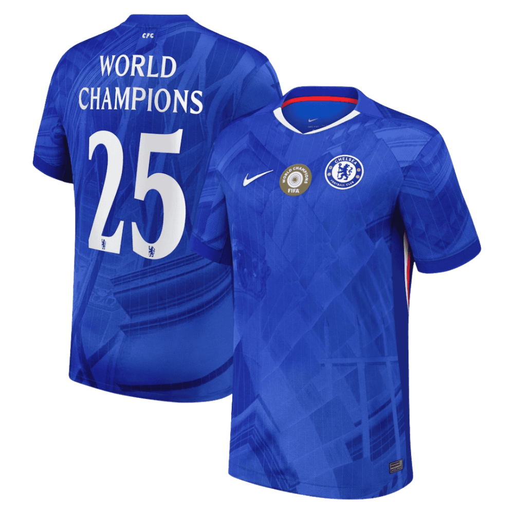 WORLD CHAMPIONS #25 Chelsea Soccer Jersey Home Custom Shirt 2025-26 with chest badge-Non-Customize