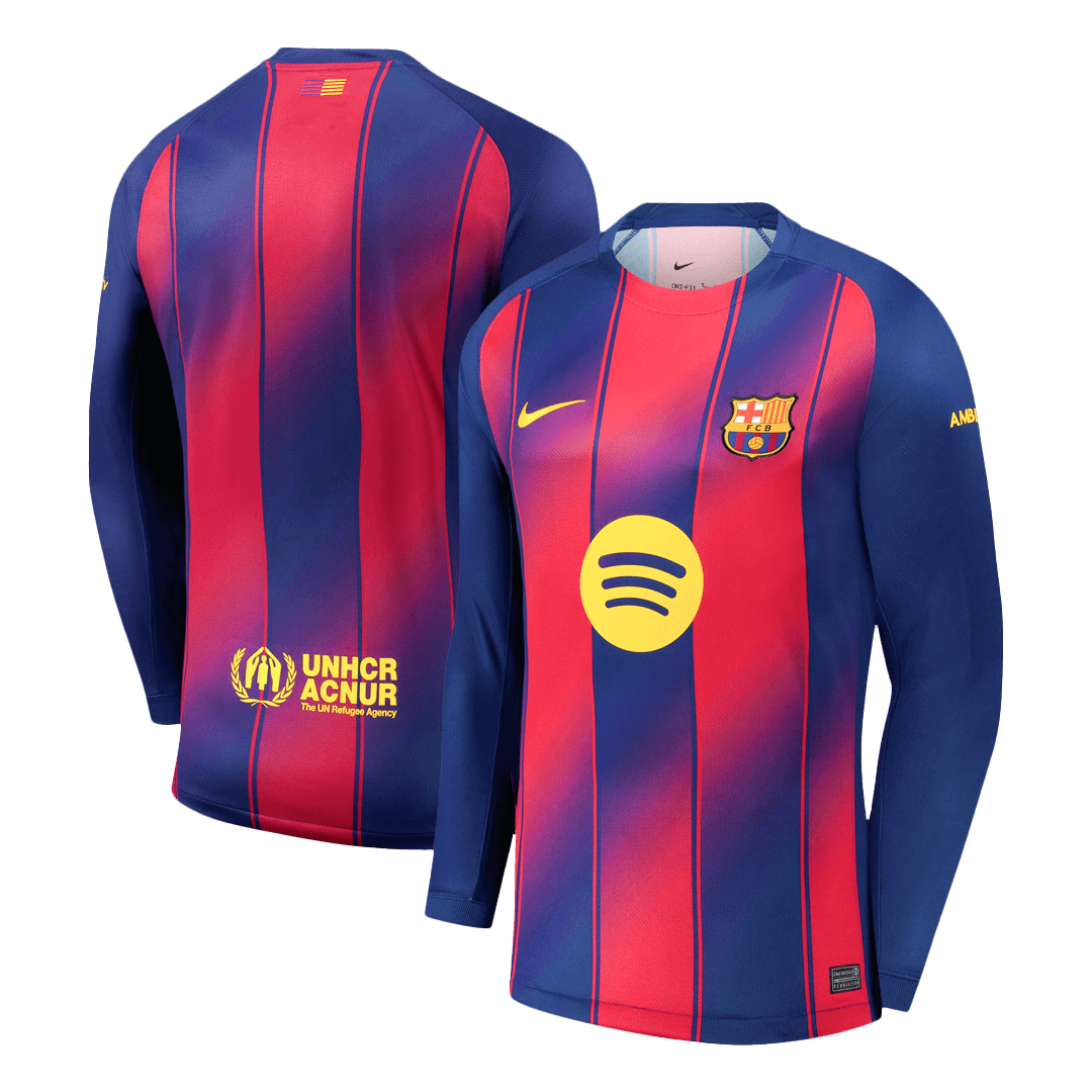 Barcelona Jersey Long Sleeve Football Jersey Home Player Version 2025-26