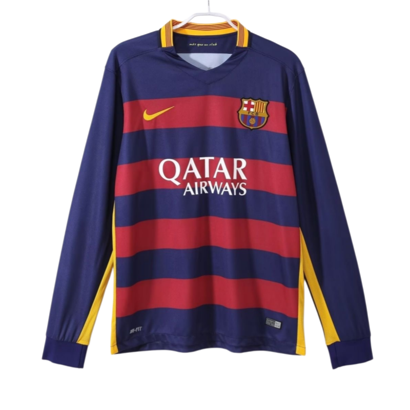 15-16 Barcelona Retro Home Long Sleeve Football jersey Fan Version