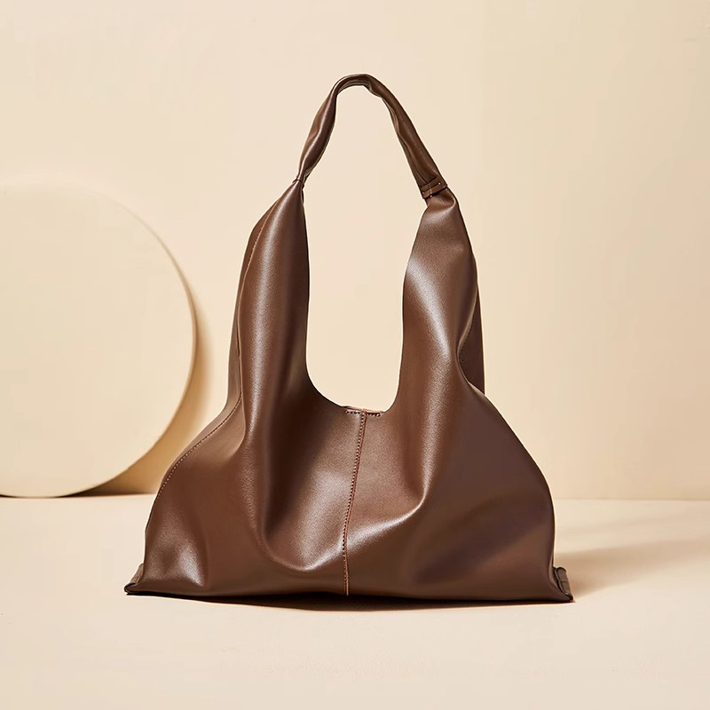 Minimalist Shoulder Bag Large-Capacity Cowhide Women's Bag Niche Soft Leather Underarm Tote Bag Genuine Leather Large Bag for Women