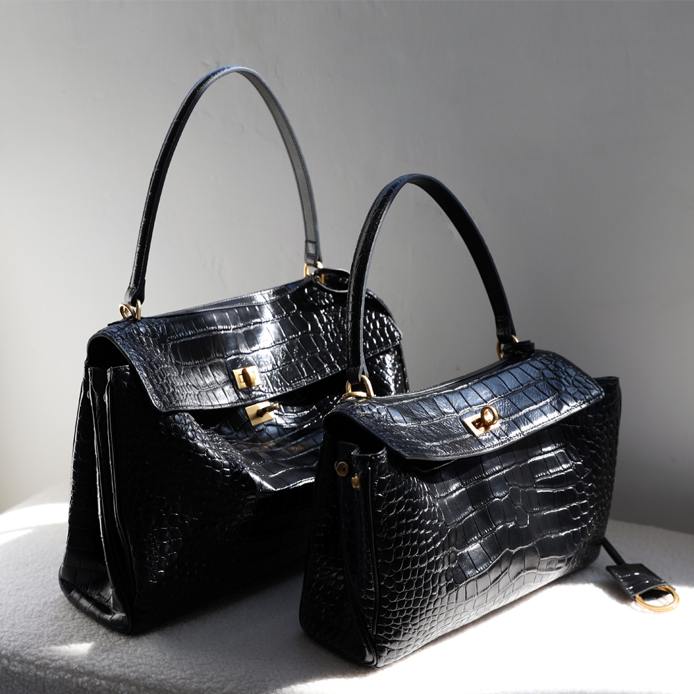 Wholesale Premium Stylish Genuine Leather Rodeo Large-Capacity Tote Bag for Women Commuter Crocodile Pattern Handheld Lock Bag