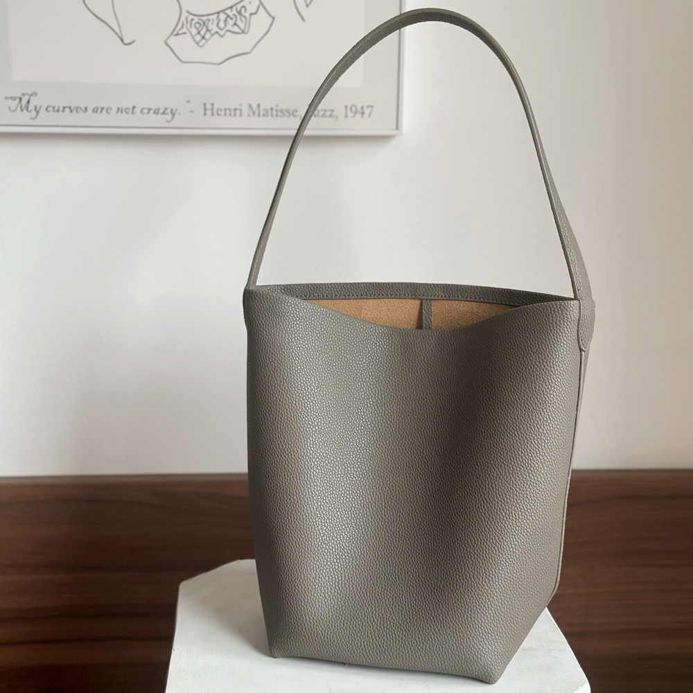 Niche Design Minimalist Practical Premium Litchi Grain Cowhide Large-Capacity Tote Shoulder Bucket Bag