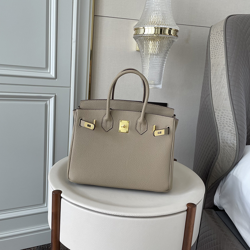 Wholesale Birkin bag Litchi Grain Genuine Leather Handbag Versatile Top-Grain Cowhide Large-Capacity Women's Bag