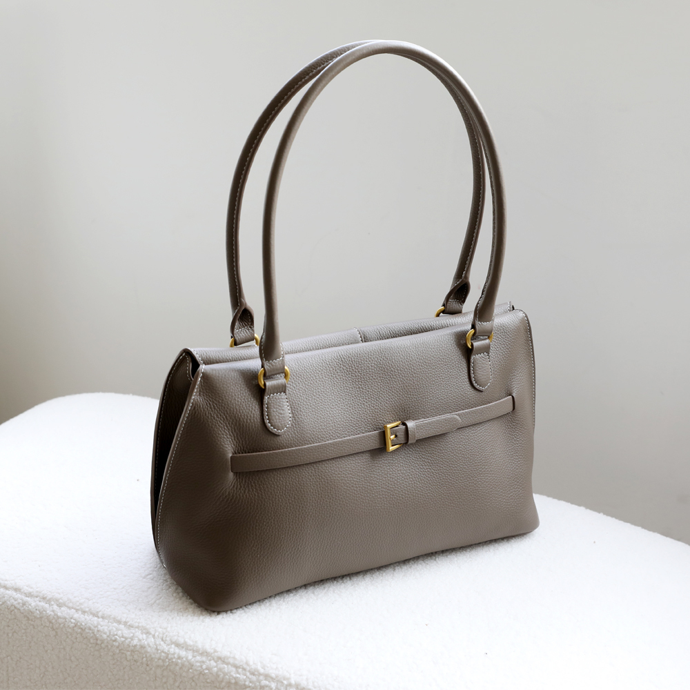High-End Top-Grain Leather Commuter Underarm Bag | Handheld Shell Bag | Large-Capacity Tote Bag