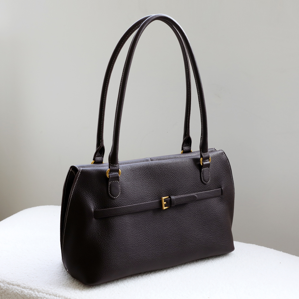 High-End Top-Grain Leather Commuter Underarm Bag | Handheld Shell Bag | Large-Capacity Tote Bag