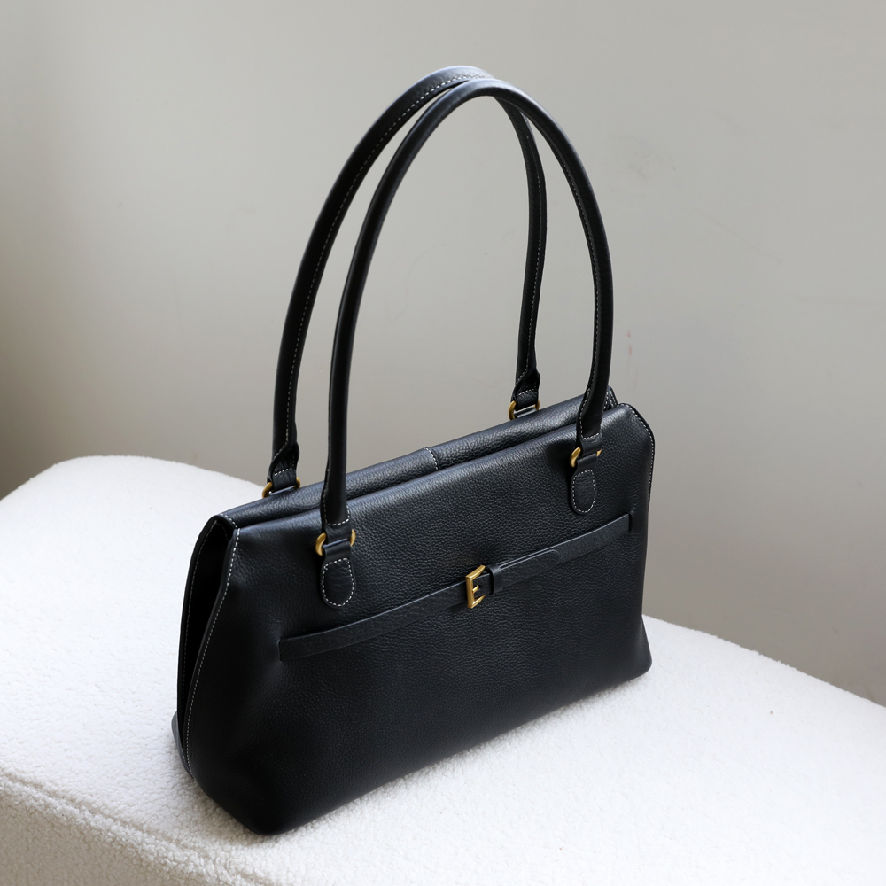 High-End Top-Grain Leather Commuter Underarm Bag | Handheld Shell Bag | Large-Capacity Tote Bag