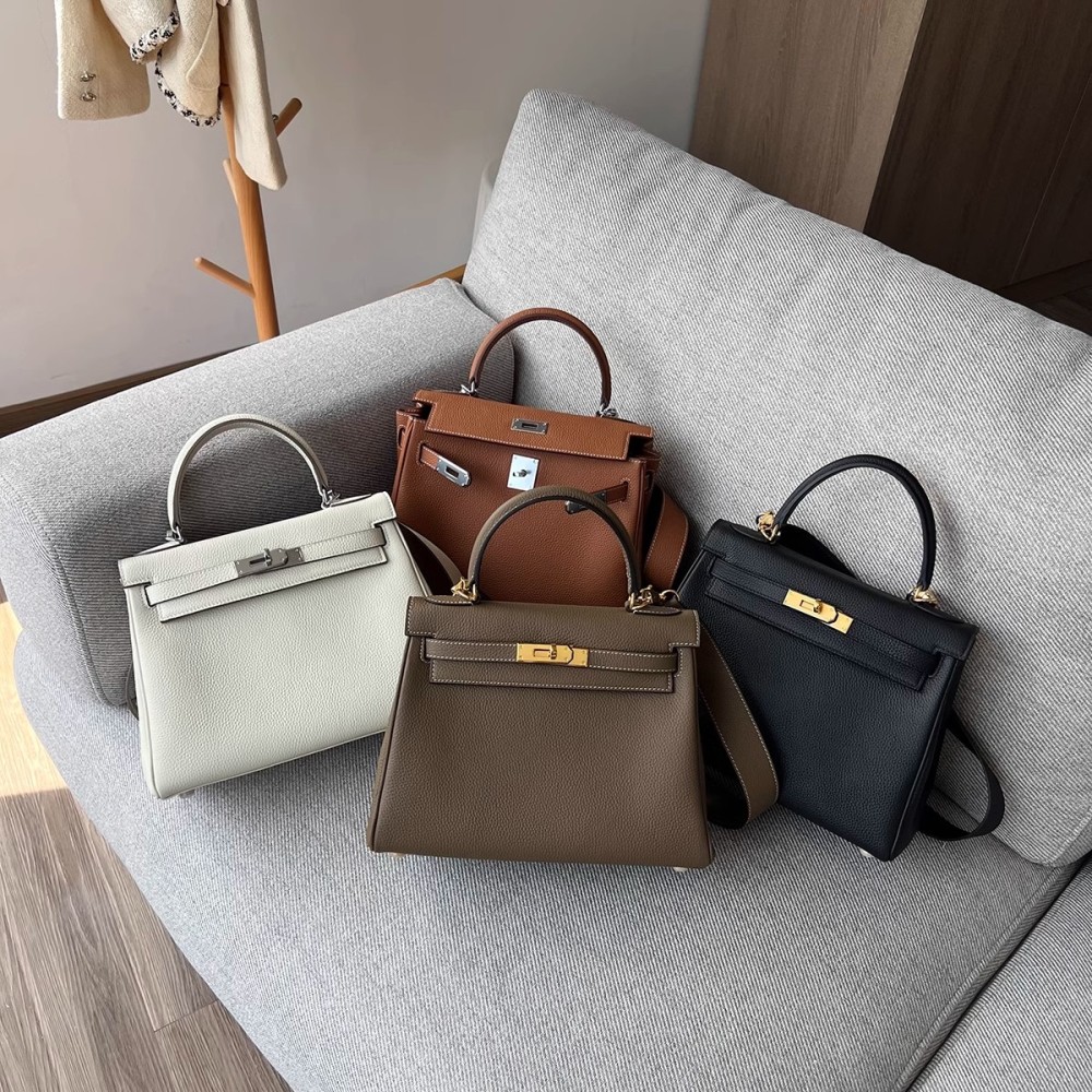 Togo Soft Genuine Leather Kelly Bag - Top Handle Bag Stylish Commuter Shoulder Bag First-Layer Cowhide Crossbody Bag for Women