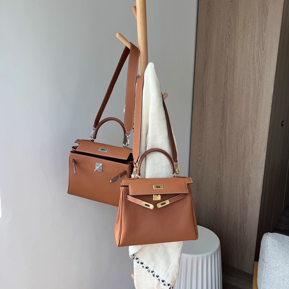 Togo Soft Genuine Leather Kelly Bag - Top Handle Bag Stylish Commuter Shoulder Bag First-Layer Cowhide Crossbody Bag for Women