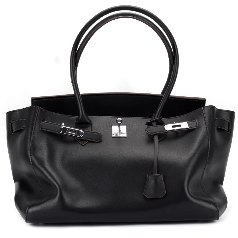 Wholesale genuine Leather Birkin Bag 35cm Glossy Calfskin Tote Bag Large-Capacity Underarm Bag Soft Leather Women's Casual Shoulder Bag