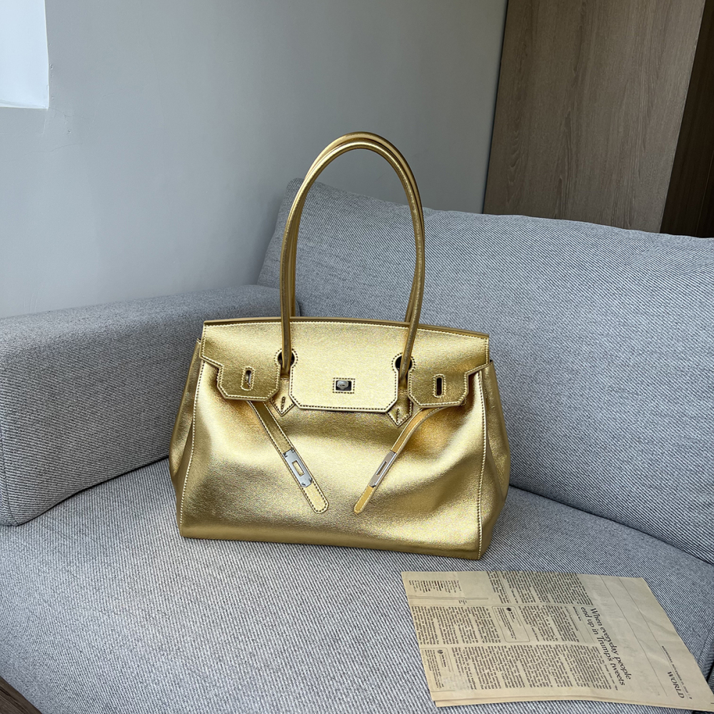 Wholesale genuine Leather Birkin Bag 35cm Glossy Calfskin Tote Bag Large-Capacity Underarm Bag Soft Leather Women's Casual Shoulder Bag