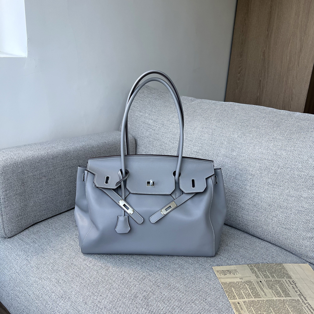 Wholesale genuine Leather Birkin Bag 35cm Glossy Calfskin Tote Bag Large-Capacity Underarm Bag Soft Leather Women's Casual Shoulder Bag
