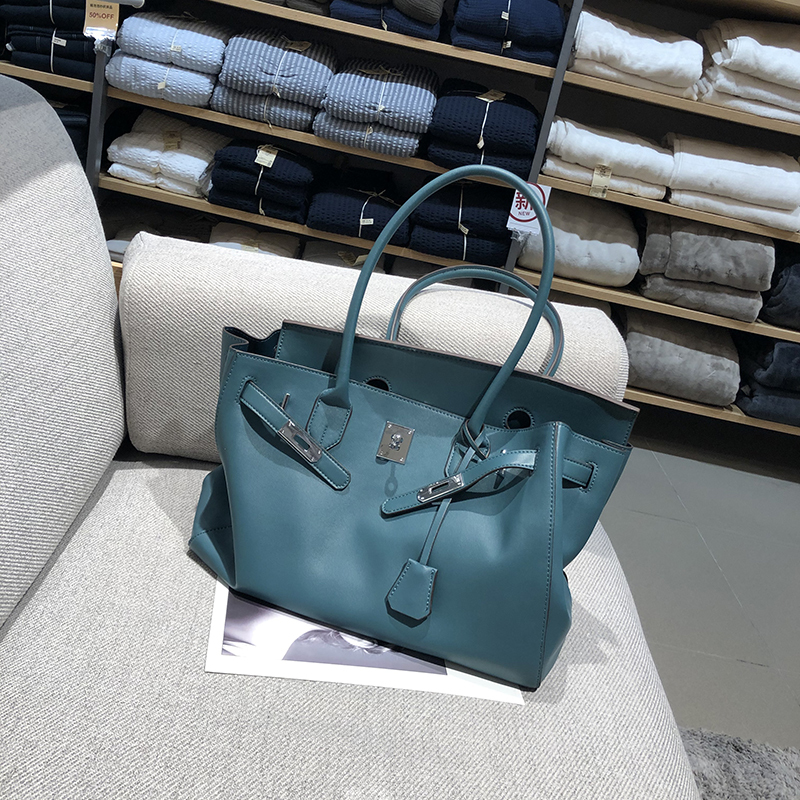 Wholesale genuine Leather Birkin Bag 35cm Glossy Calfskin Tote Bag Large-Capacity Underarm Bag Soft Leather Women's Casual Shoulder Bag