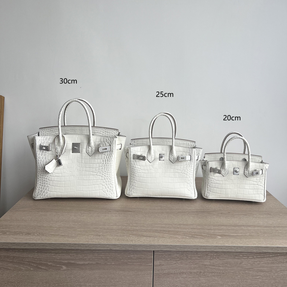 Wholesale silver Diamond Buckle Crocodile-Pattern Leather Birkin Bag, Genuine Leather, Fashionable Top-Handle Bag, Versatile High-End Shoulder & Crossbody Bag for Women