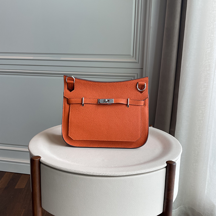 Lock Buckle Genuine Leather Jypsiere Bag Kelly-Style Small Square Bag with Wide Shoulder Strap Casual Full-Grain Leather Crossbody Bag Women's Shoulder Bag