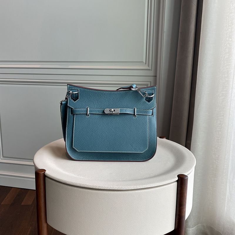 Lock Buckle Genuine Leather Jypsiere Bag Kelly-Style Small Square Bag with Wide Shoulder Strap Casual Full-Grain Leather Crossbody Bag Women's Shoulder Bag