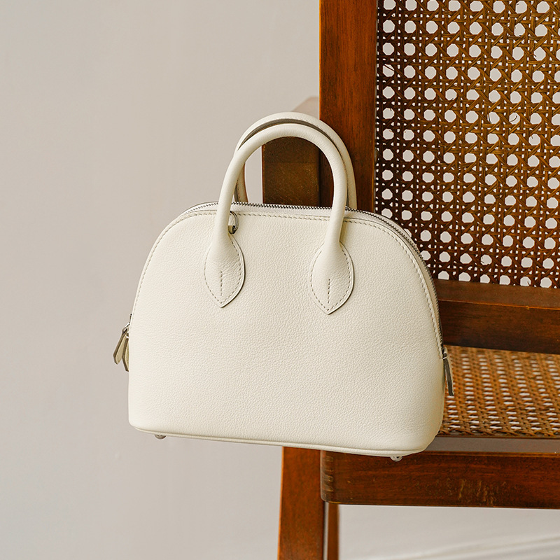Mini Bolide Mini Goat Leather Top-Grain Shell Bag Genuine Leather Crossbody Small Bag Fashion Bowling Bag Versatile Handbag